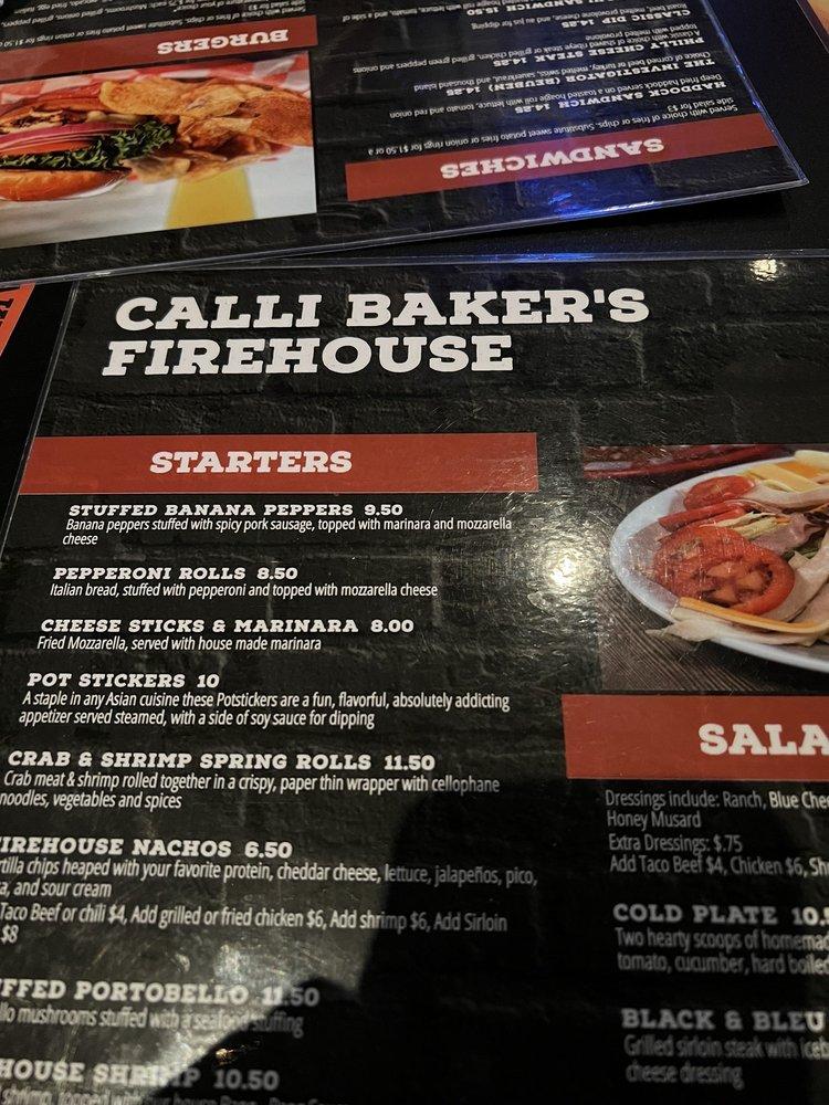 Menu at Calli Baker's Firehouse & Grill pub & bar, Myrtle Beach, 910