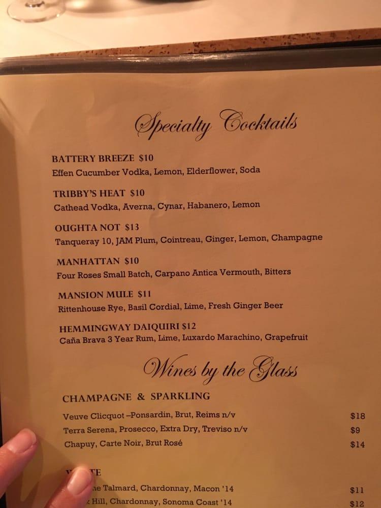 Menu at Circa 1886 Restaurant, Charleston