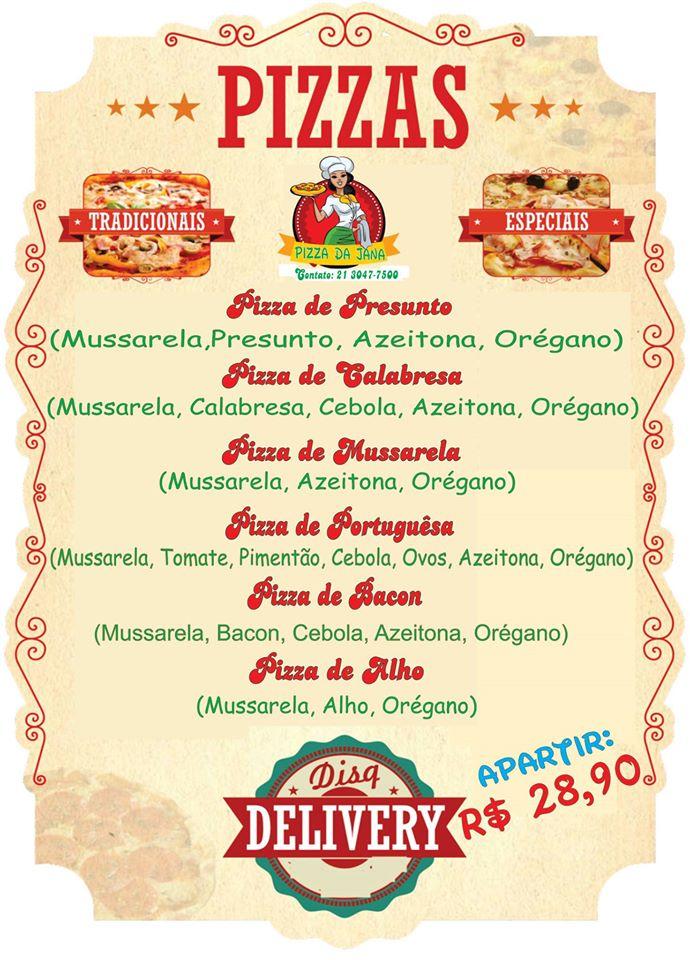 Pizza Da Jana cardápio