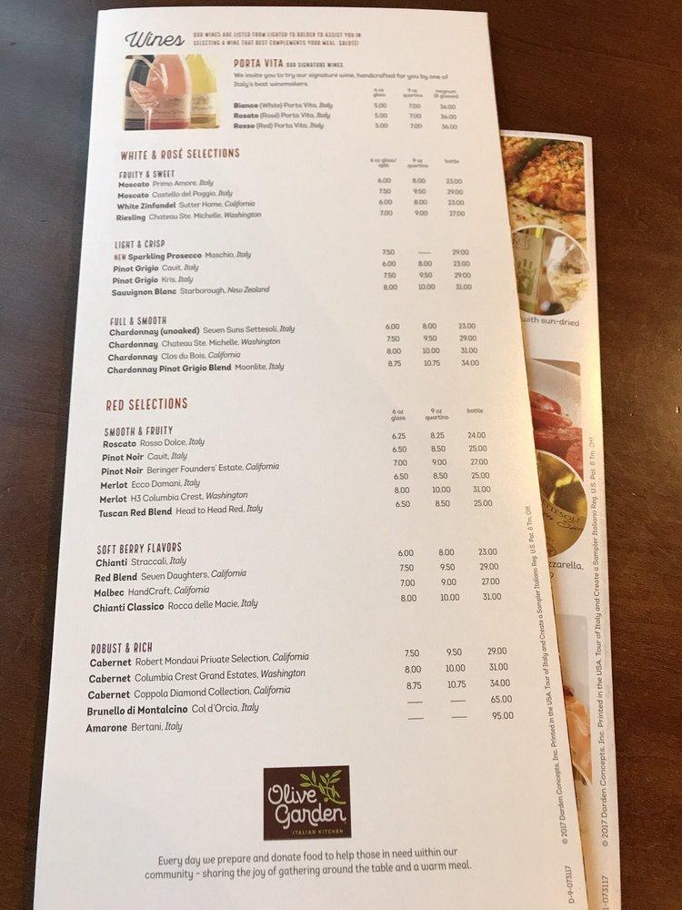 Menu at Olive Garden Italian Restaurant, Livonia, Middlebelt Rd