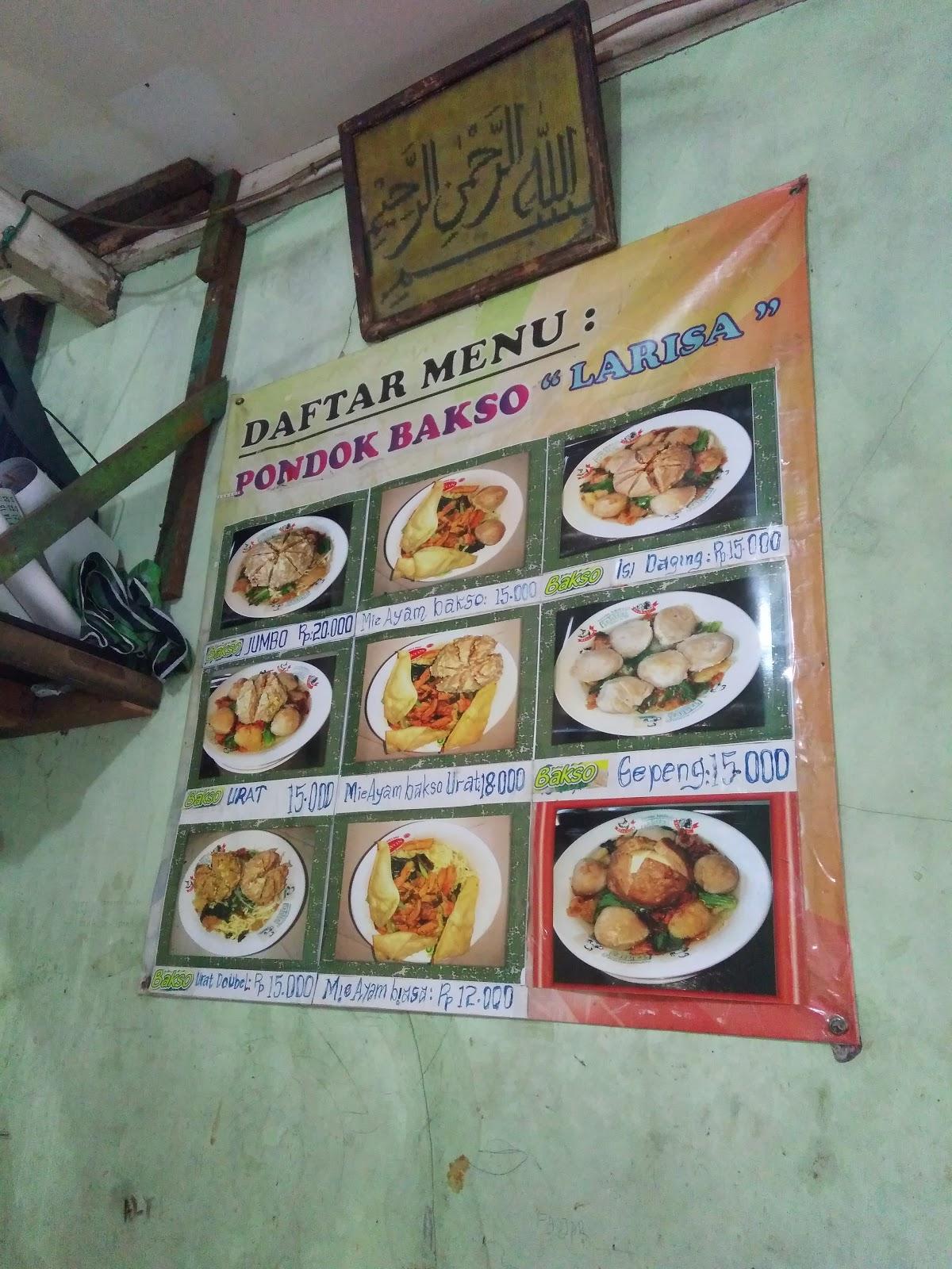 Carta Del Restaurante Pondok Bakso Larisa Yakarta Pvr2 Cg8