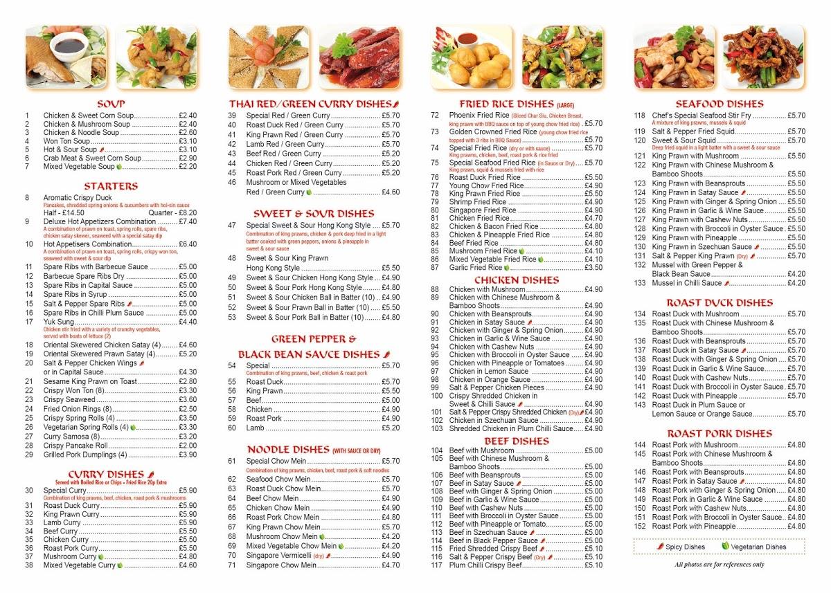 Menu at The Forbidden City Kidsgrove restaurant, Stoke-on-Trent