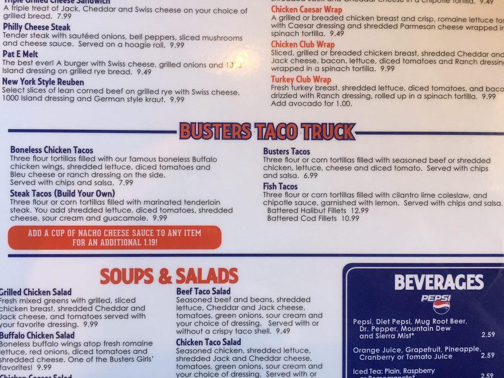 Menu at Buster's Grill & Sports Bar, Eagle, E State St