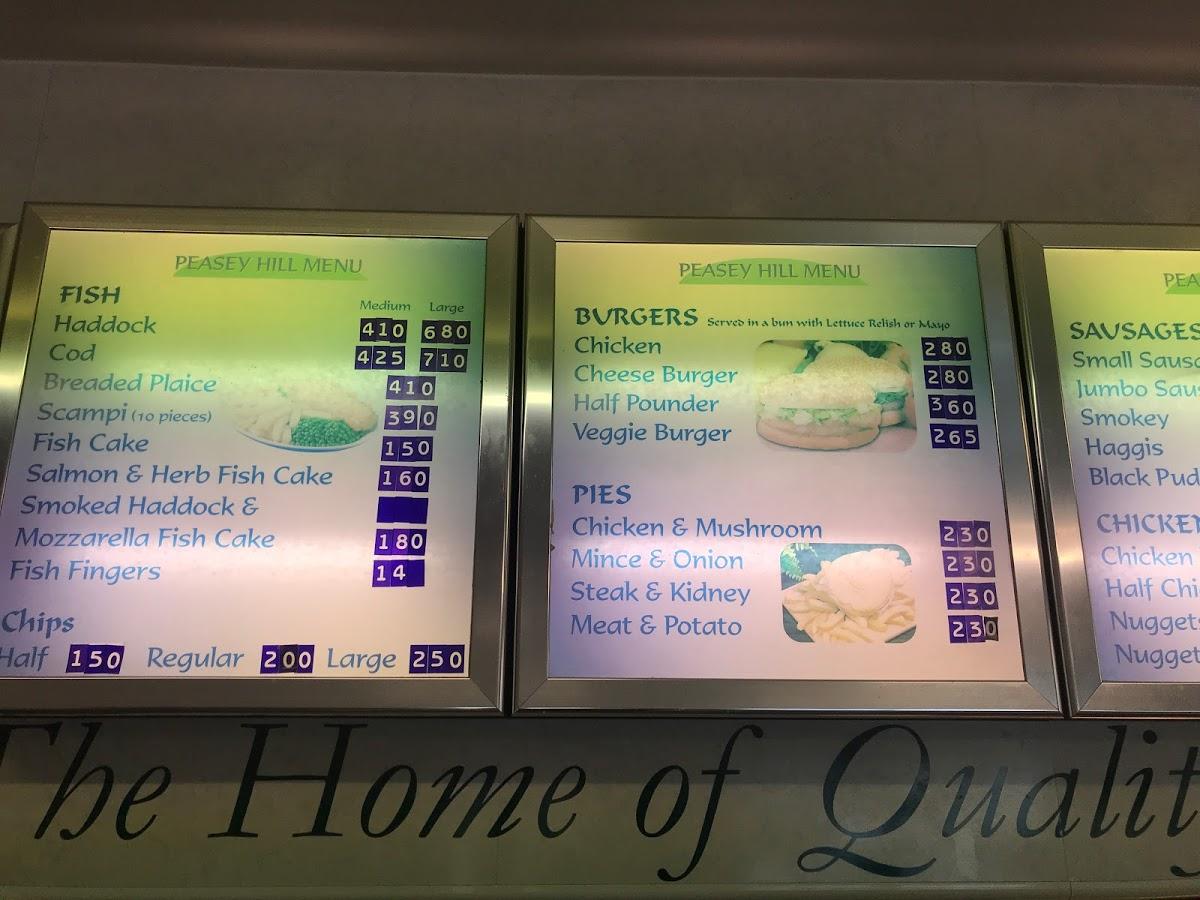 Menu at Peasey Hill Fish and Chips fast food, Malton