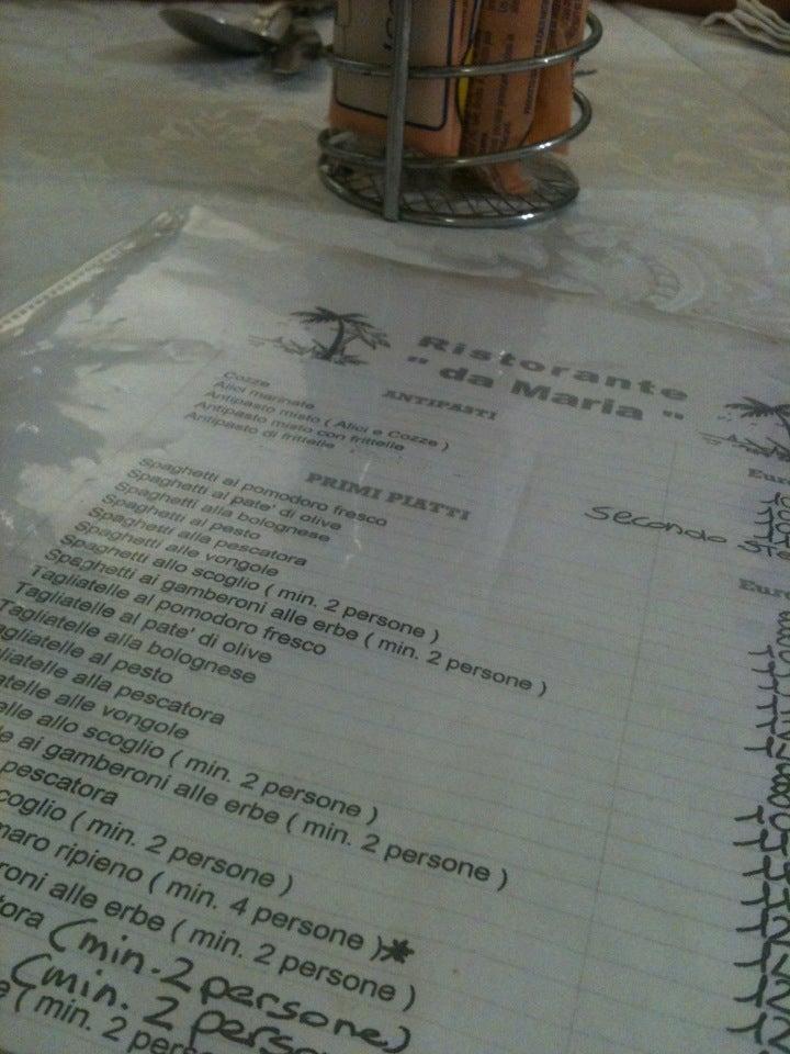 Menu di Da Maria 