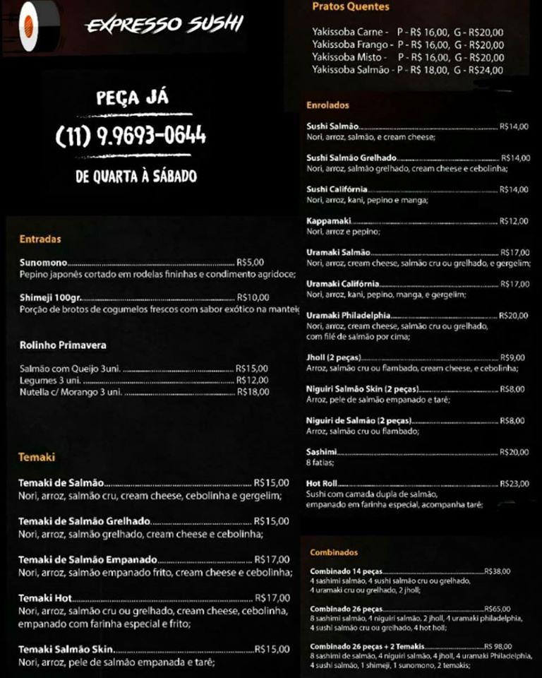 Expresso Sushi cardápio