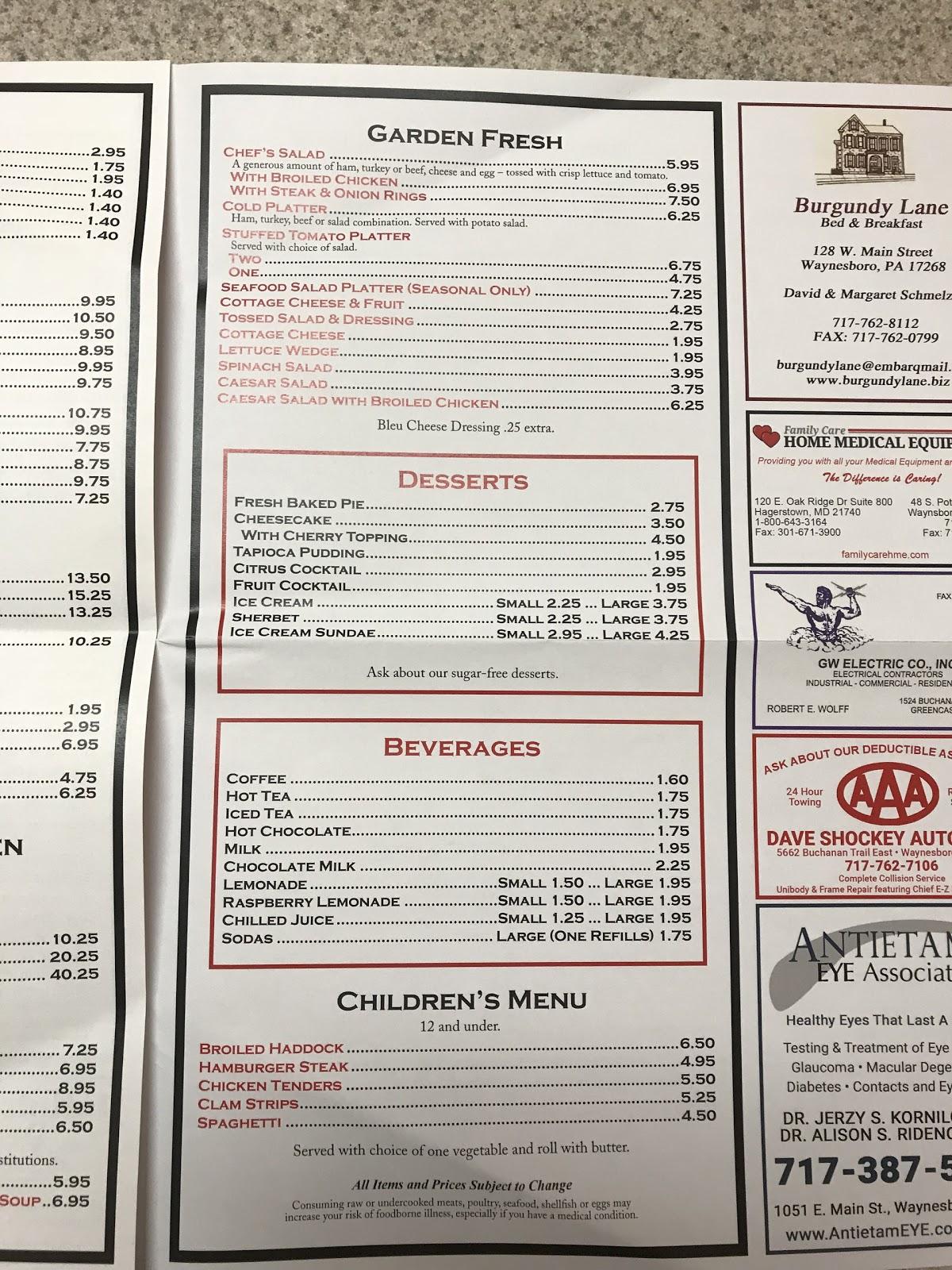 Menu At Parlor House Restaurant Waynesboro menu-at-parlor-house-restaurant-waynesboro