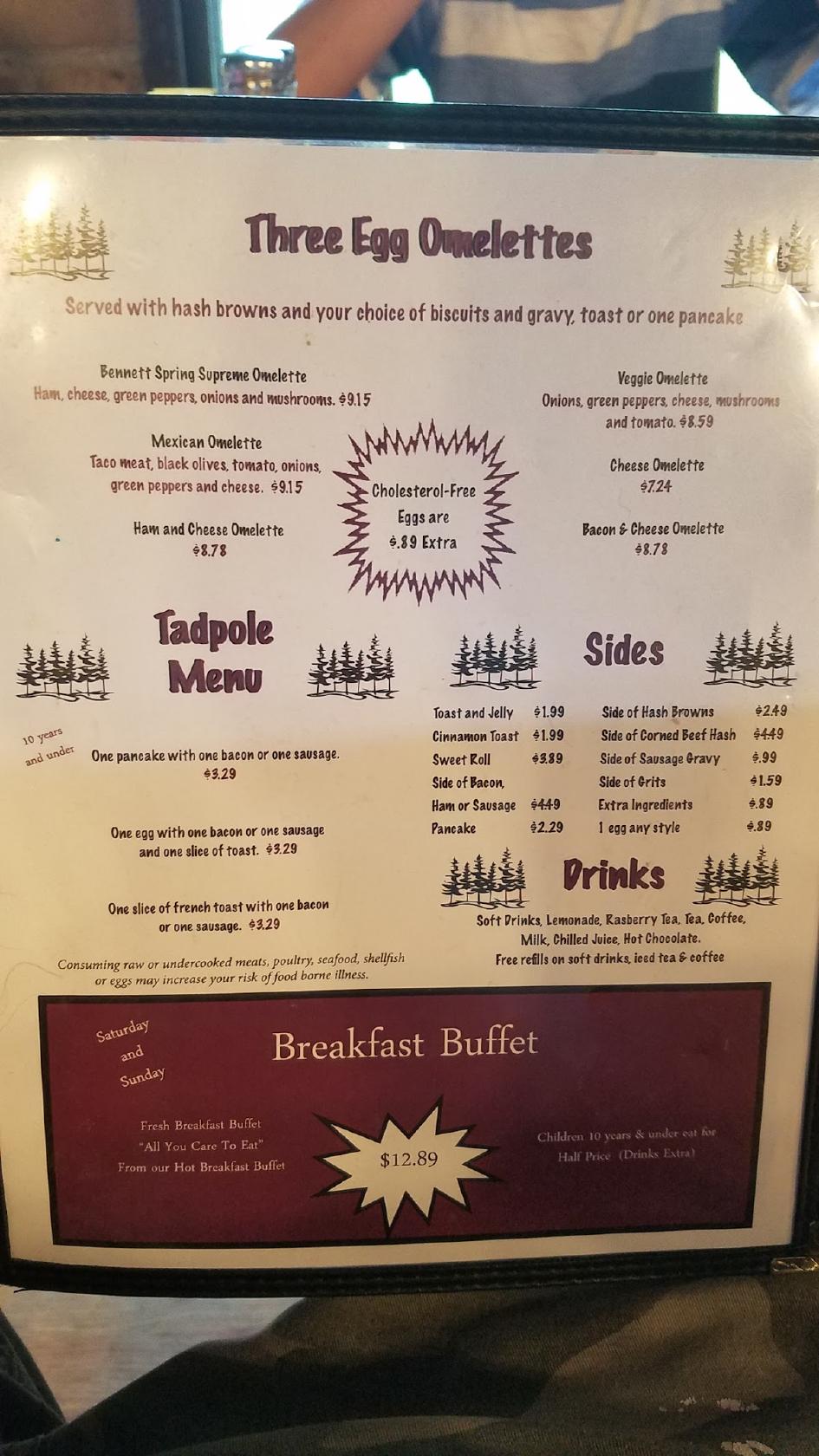 Menu at Spring Dining Lodge restaurant, USA, 26276 MO64 ALT