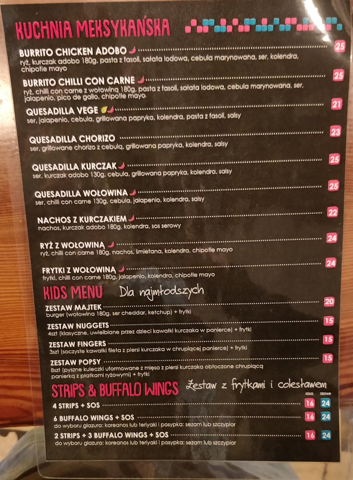 Menu At El Chapo Burger Restaurant Czeladz