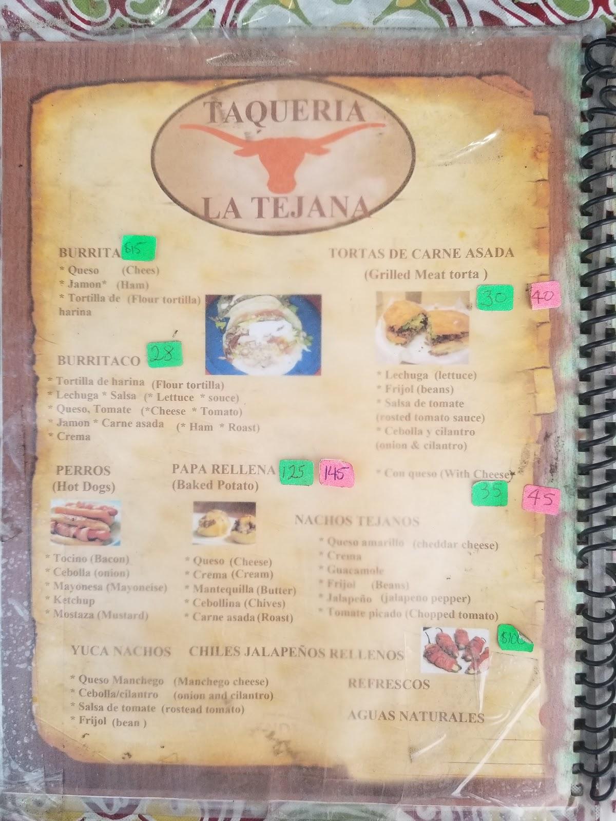 Menu At Taqueria La Tejana Restaurant Chelem