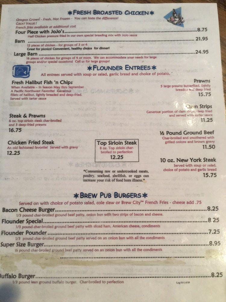 Menu at Flounder Inn Tavern pub & bar, Waldport