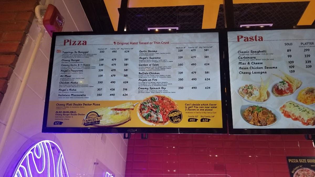 Menu at Angel's Pizza restaurant, Malolos
