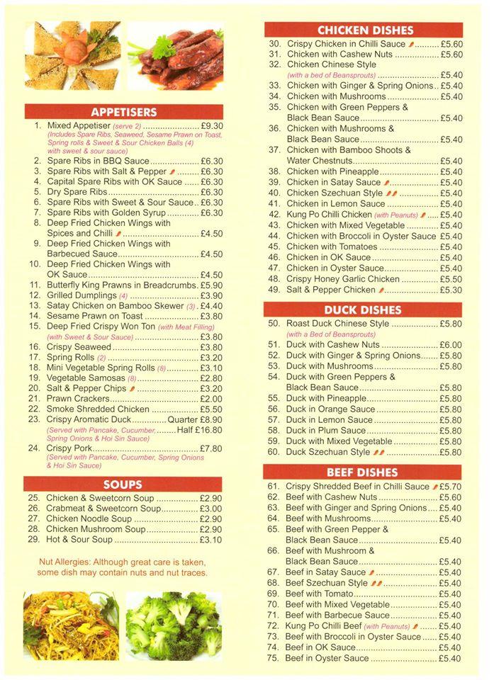 Menu at Lucky House Chinese Takeaway restaurant, Peterborough