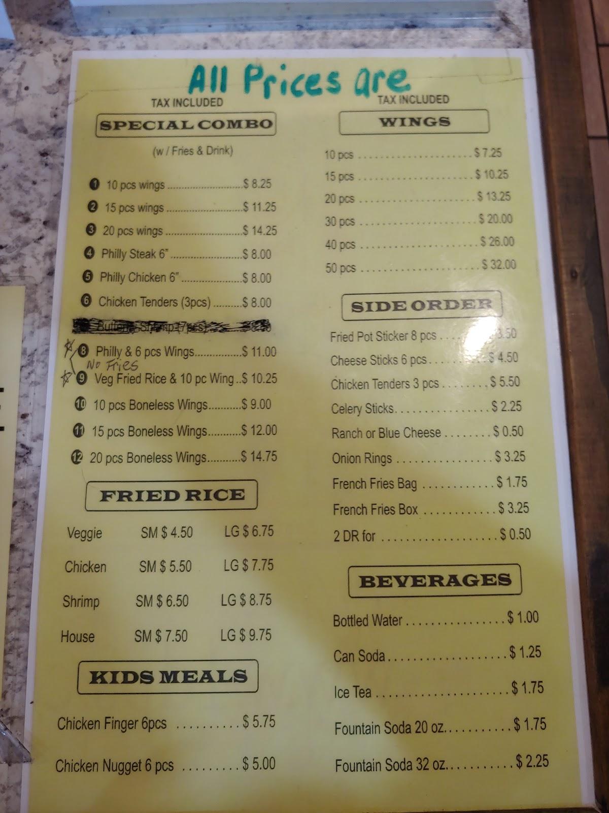 Menu at Wing Town restaurant, Auburn, S College St