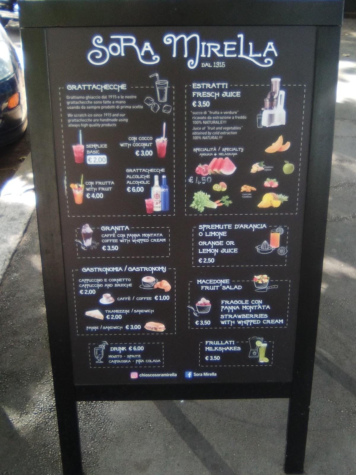 Menu di Sora Mirella ~ La Grattachecca dal 1915 