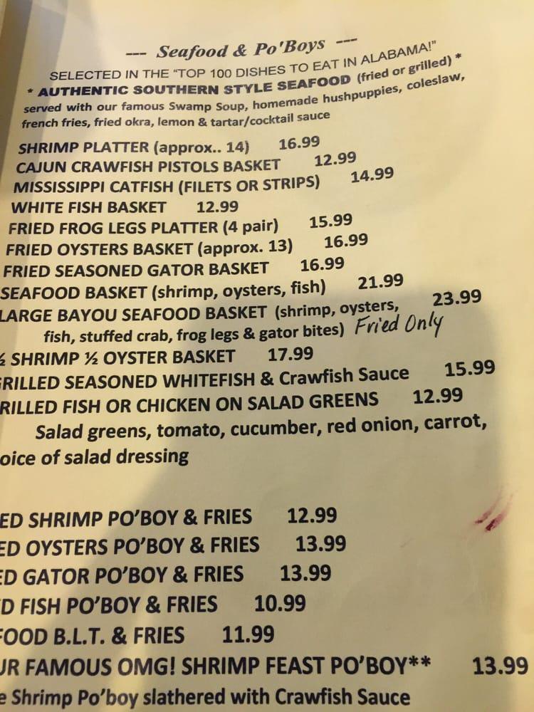 Menu at Fish River Grill restaurant, Foley