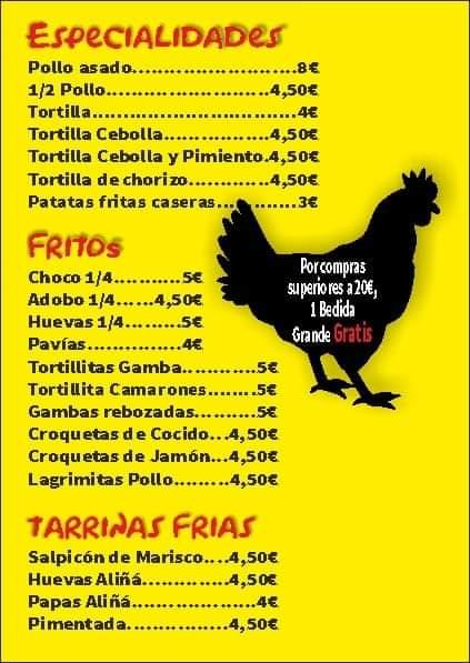 Menu At Asador De Pollos Las Colonias Restaurant Huelva