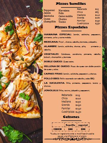 Menu at Pizzeria Don Pepe, Tlapa de Comonfort