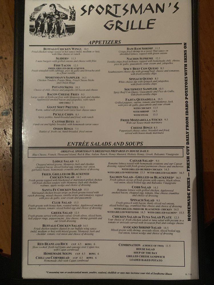 Menu at Sportsman's Grille restaurant, Brentwood, Westgate Cir