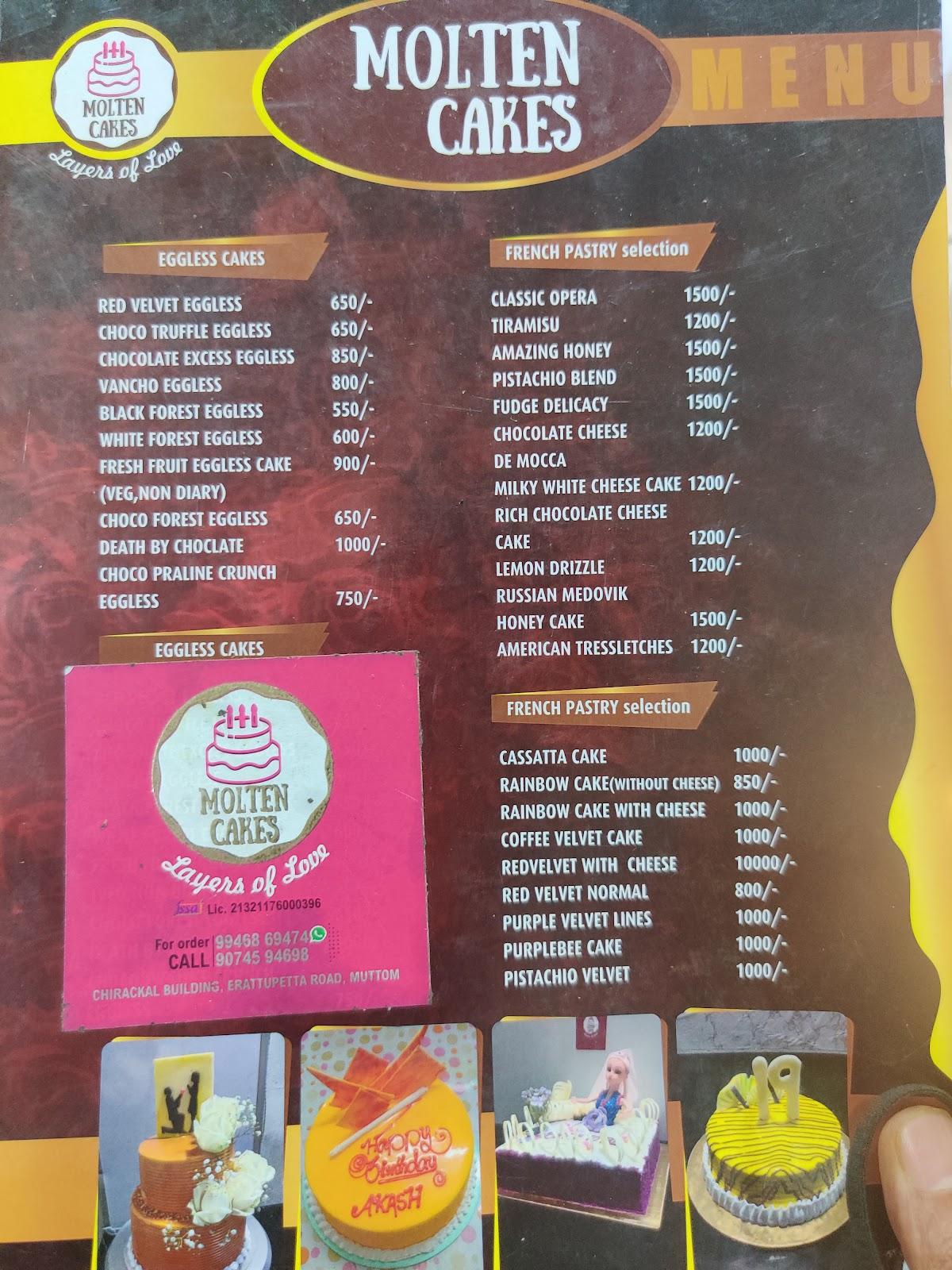 Menu At Molten Cakes Muttom