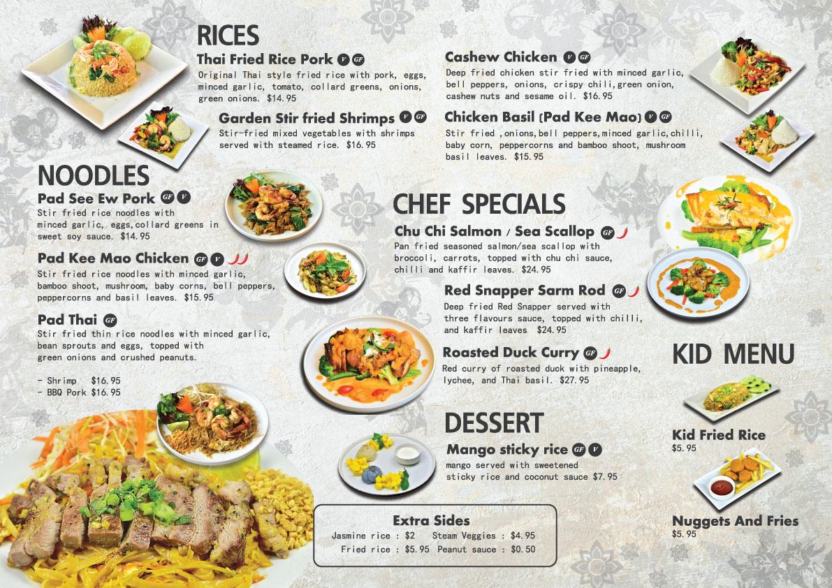 Menu at Thai Smile Cuisine restaurant, Hilton Head Island, Fording