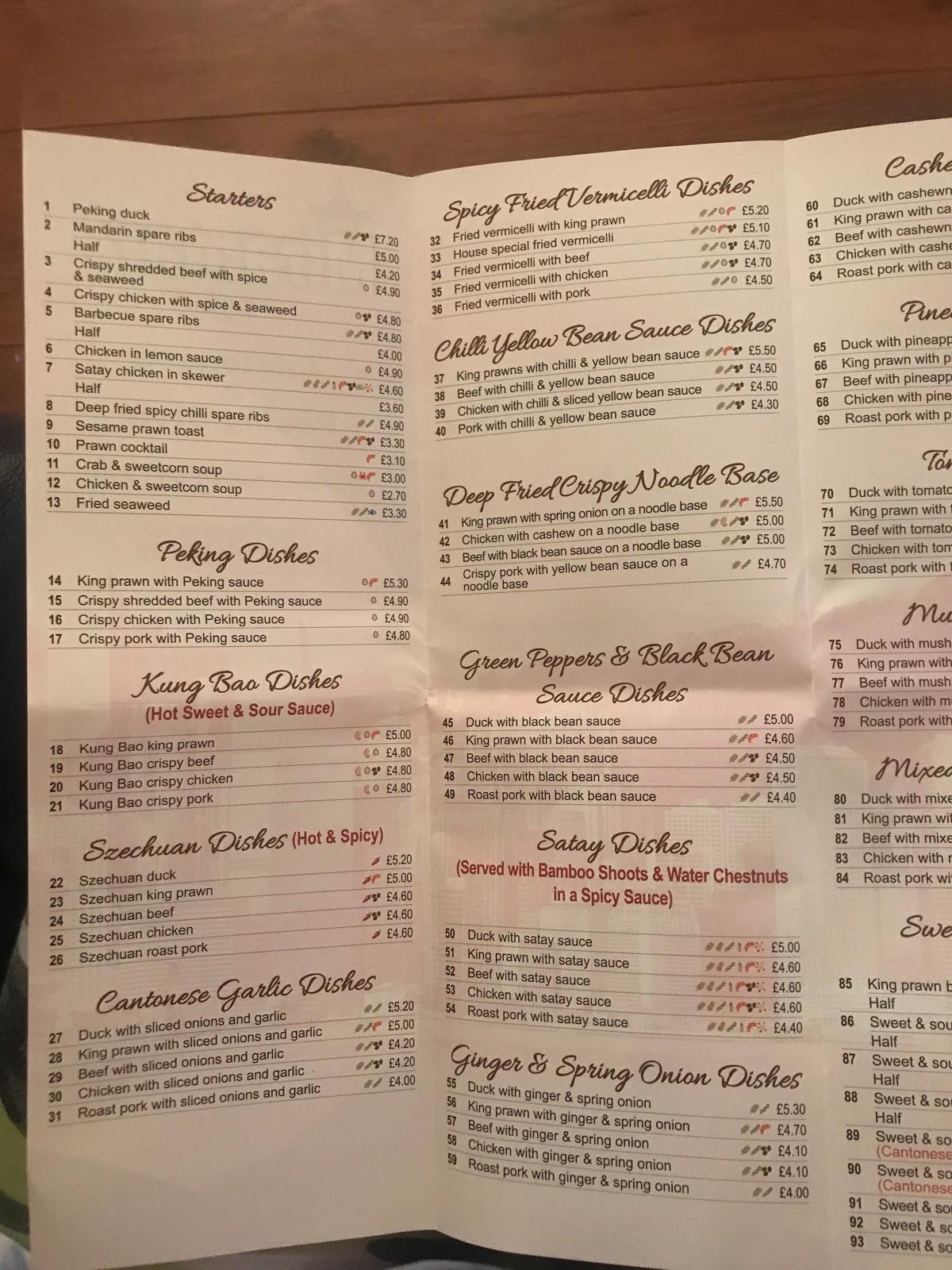 Menu at Miramar Chinese minster restaurant, Sheerness, 4 High St