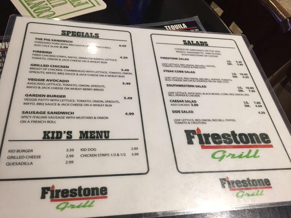 Menu at Firestone Grill pub & bar, Bakersfield, California Ave