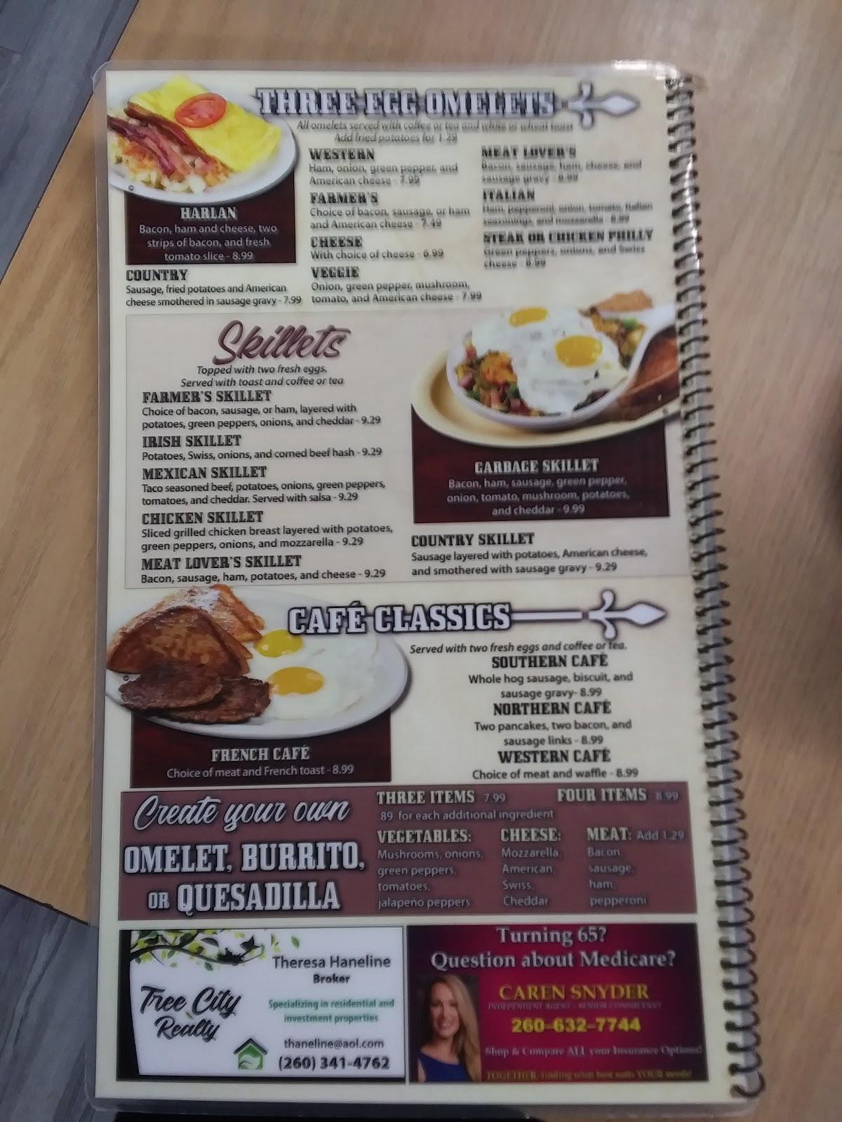 Menu at Harlan Cafe, Harlan