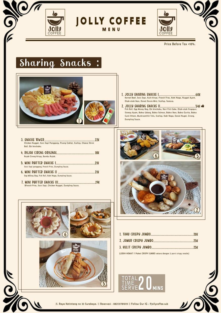 Menu at Jolly coffee restaurant, Surabaya