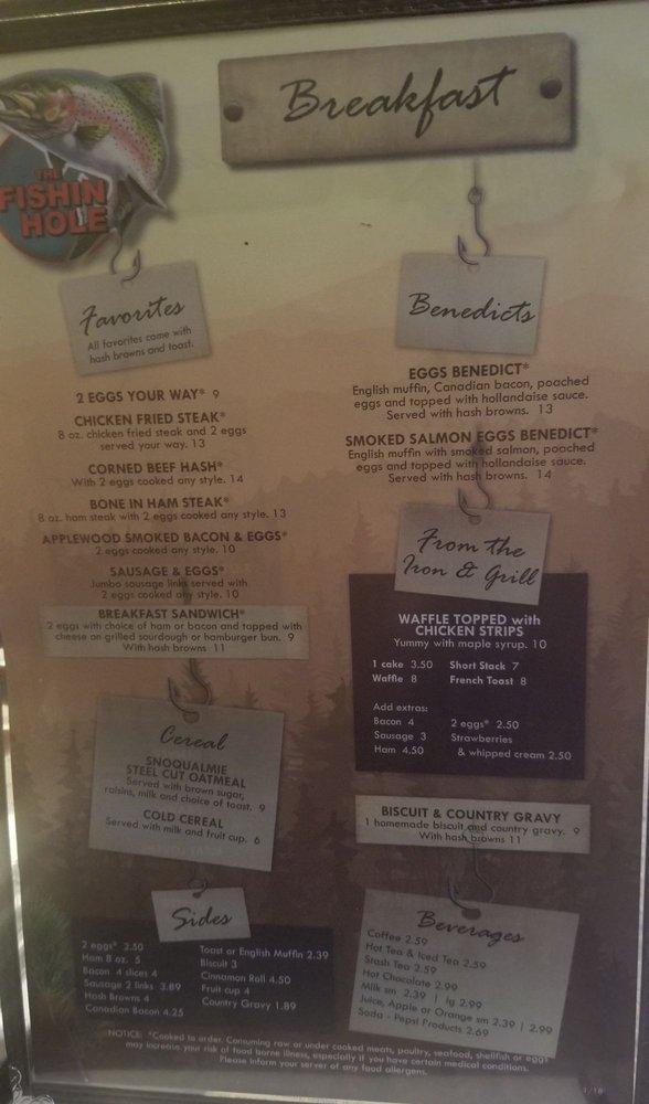 Menu at Fishin Hole Restaurant, Montesano