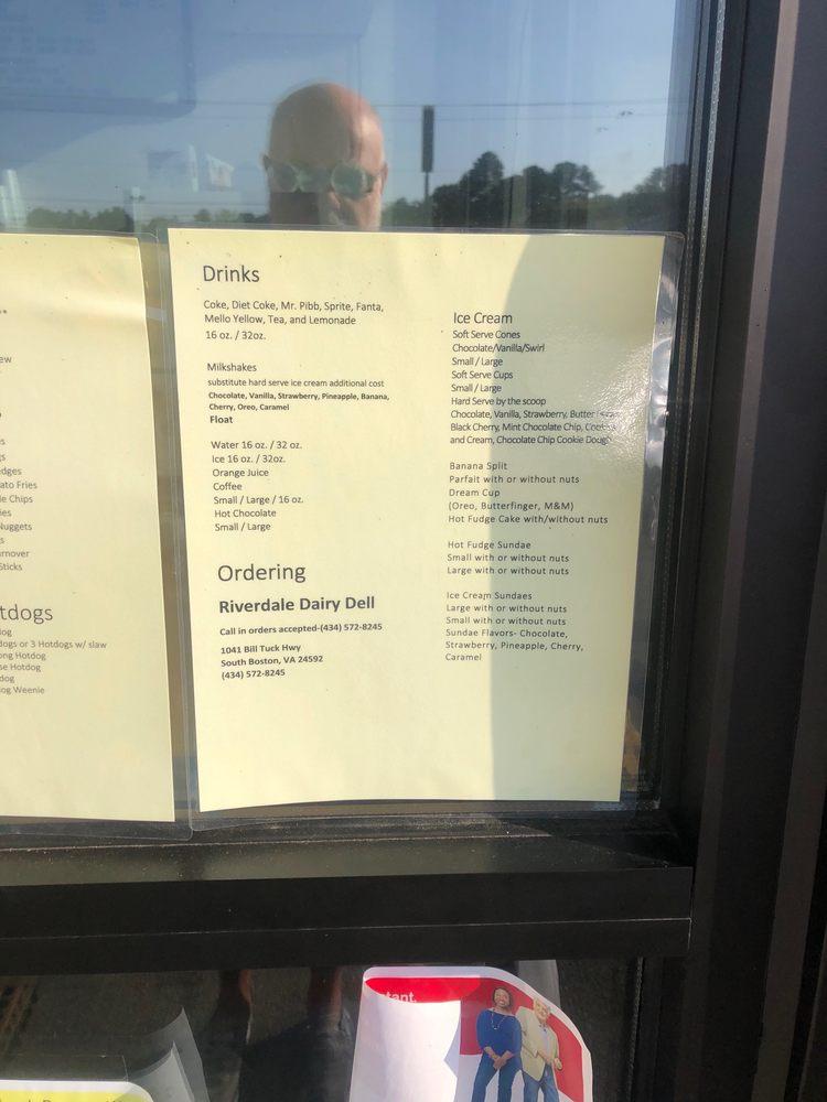 Carta del restaurante Dairy Dell, South Boston, Bill Tuck Hwy