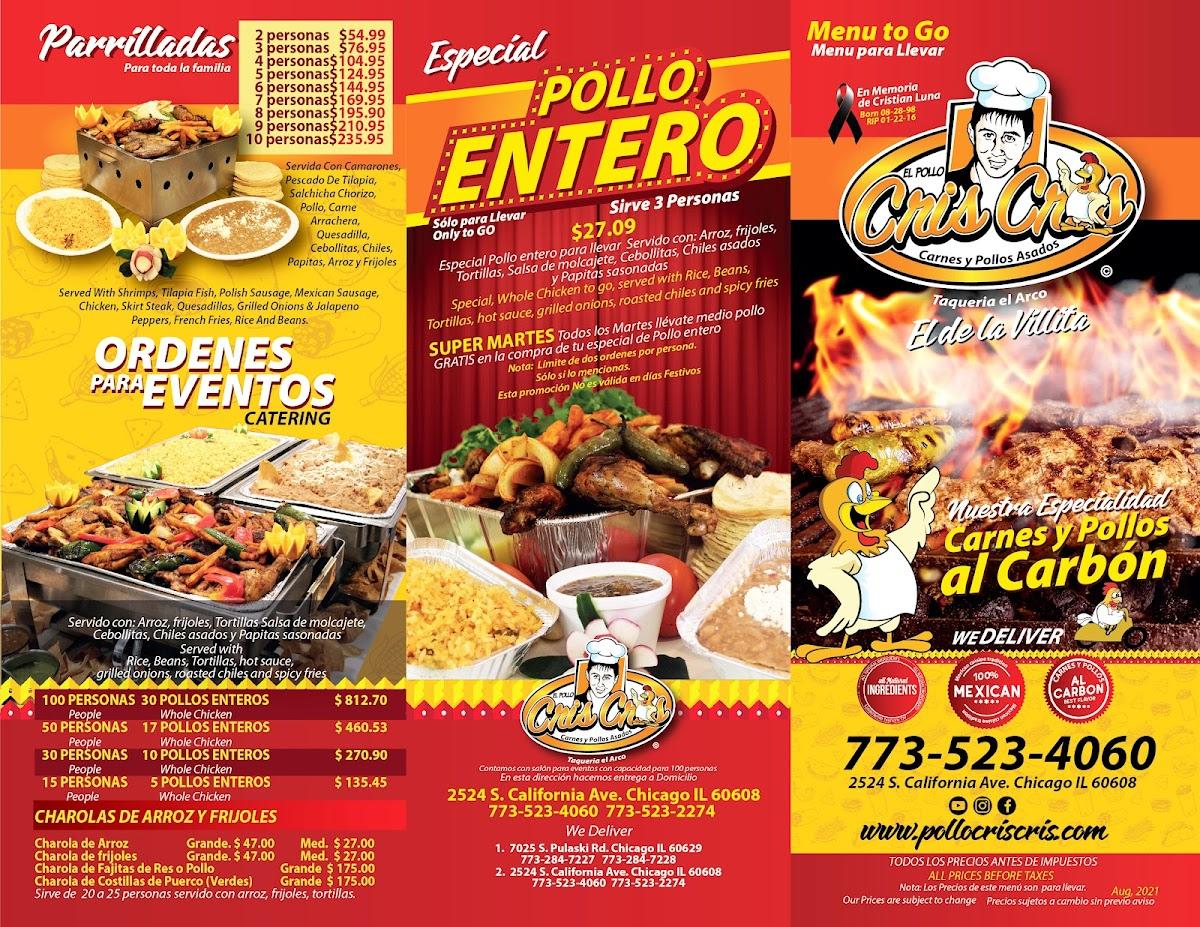 El Pollo Cris Cris, 2524 S California Ave in Chicago Restaurant menu