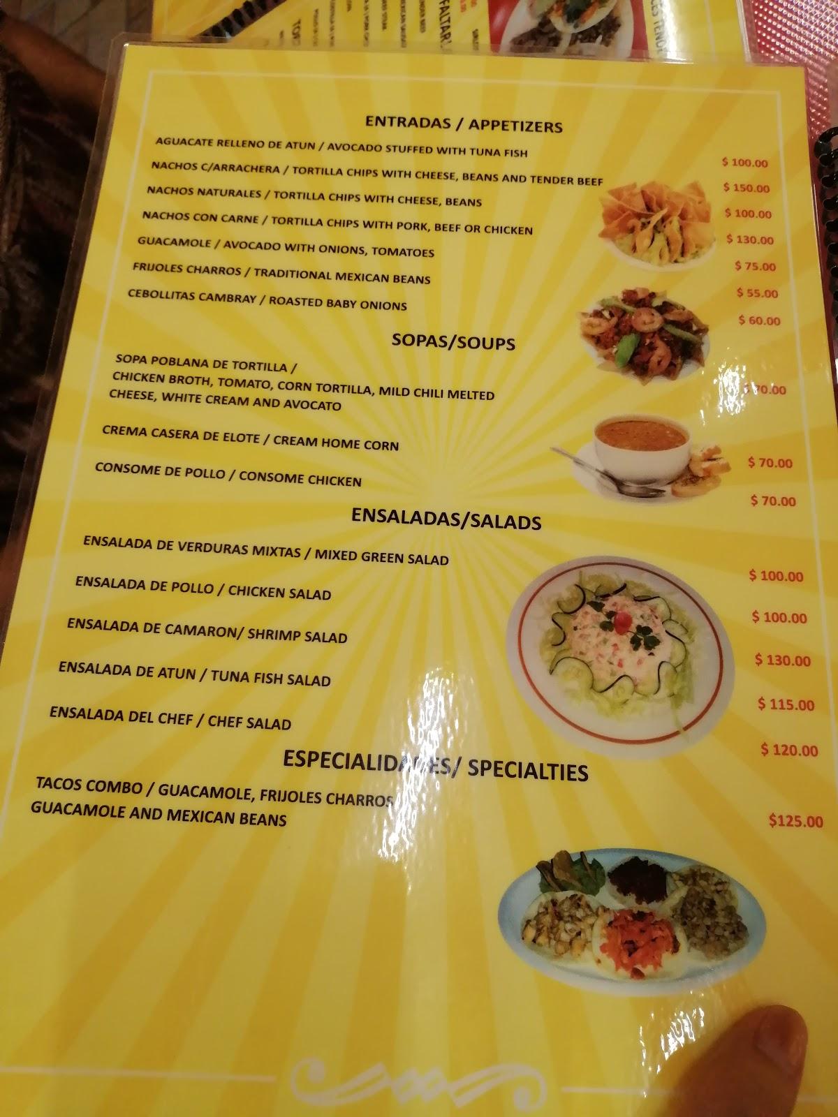 Menu at El poblano restaurant, Cancún, Av Nichupte 50