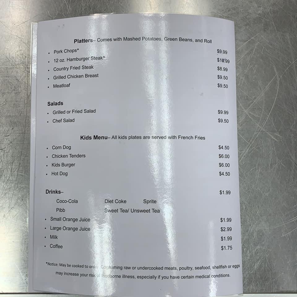 Menu at Hayesville Grill restaurant, Hayesville