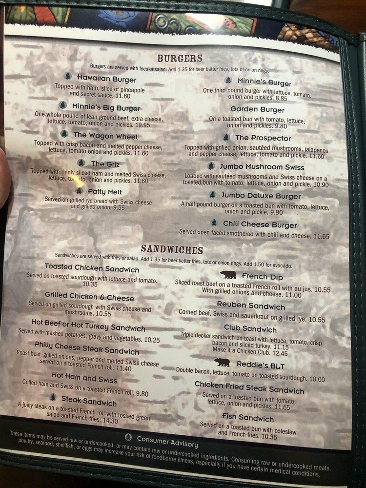 Menu at Minnie's Montana Cafe, Thompson Falls