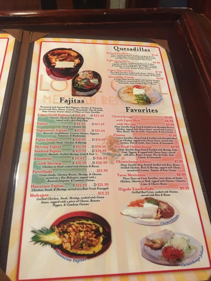 Menu at Senor Lopez Mexican Grill restaurant, Muskogee