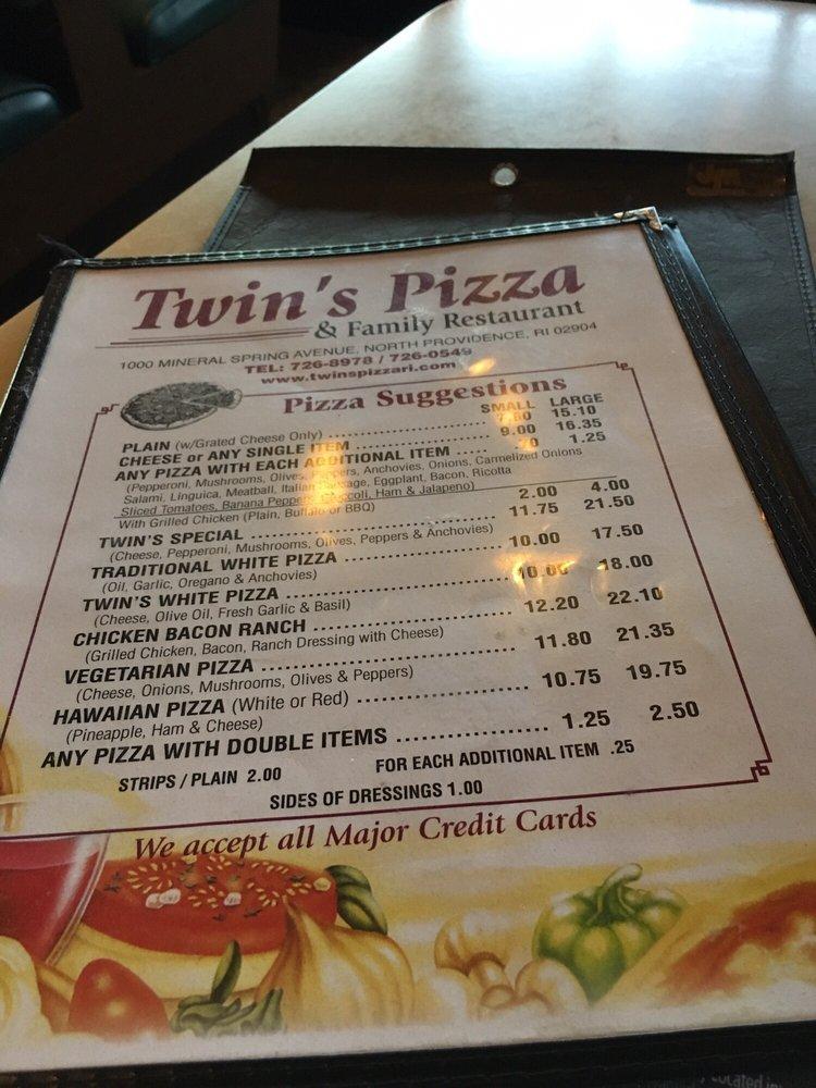 Menu at Twin's Pizza pizzeria, North Providence