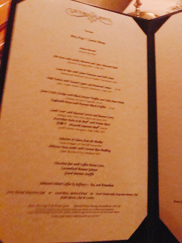 Menu at Victoria & Albert's restaurant, Orlando