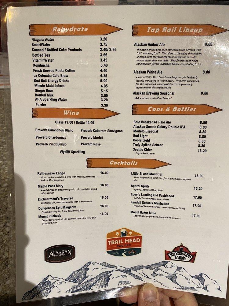 Menu at Trail Head BBQ Bar, Seattle