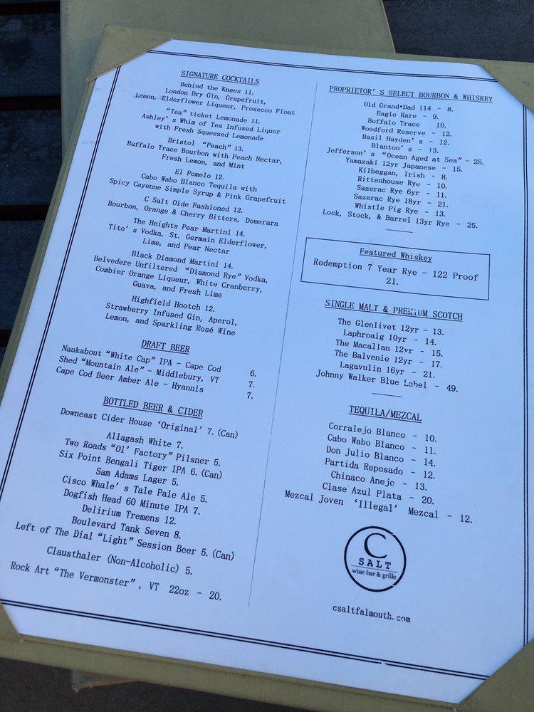 Menu at C Salt Wine Bar & Grille, Falmouth