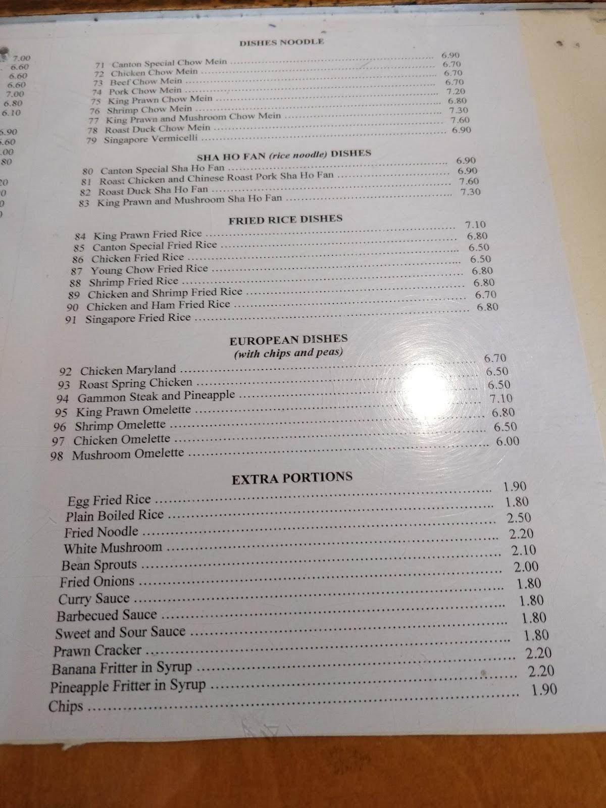 Menu at New Canton House fast food, Aberdeen
