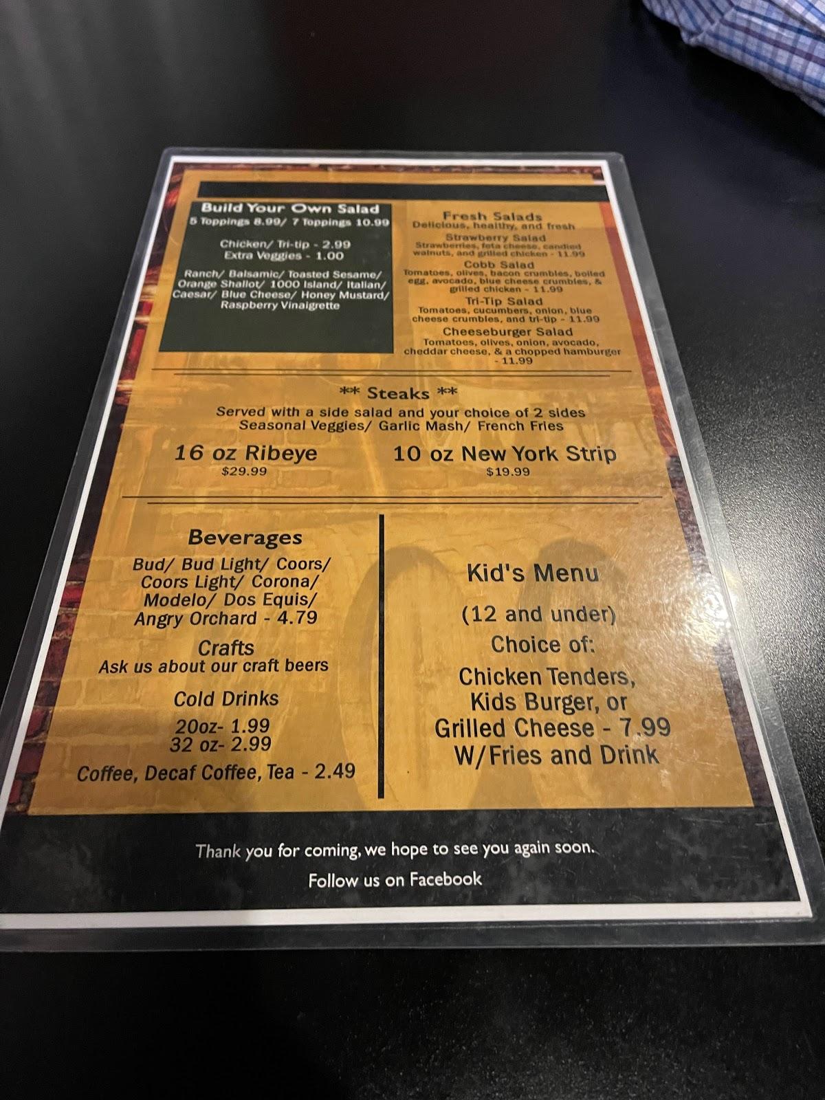 Menu at The Vault Bar & Grill, Porterville, 73 N Main St