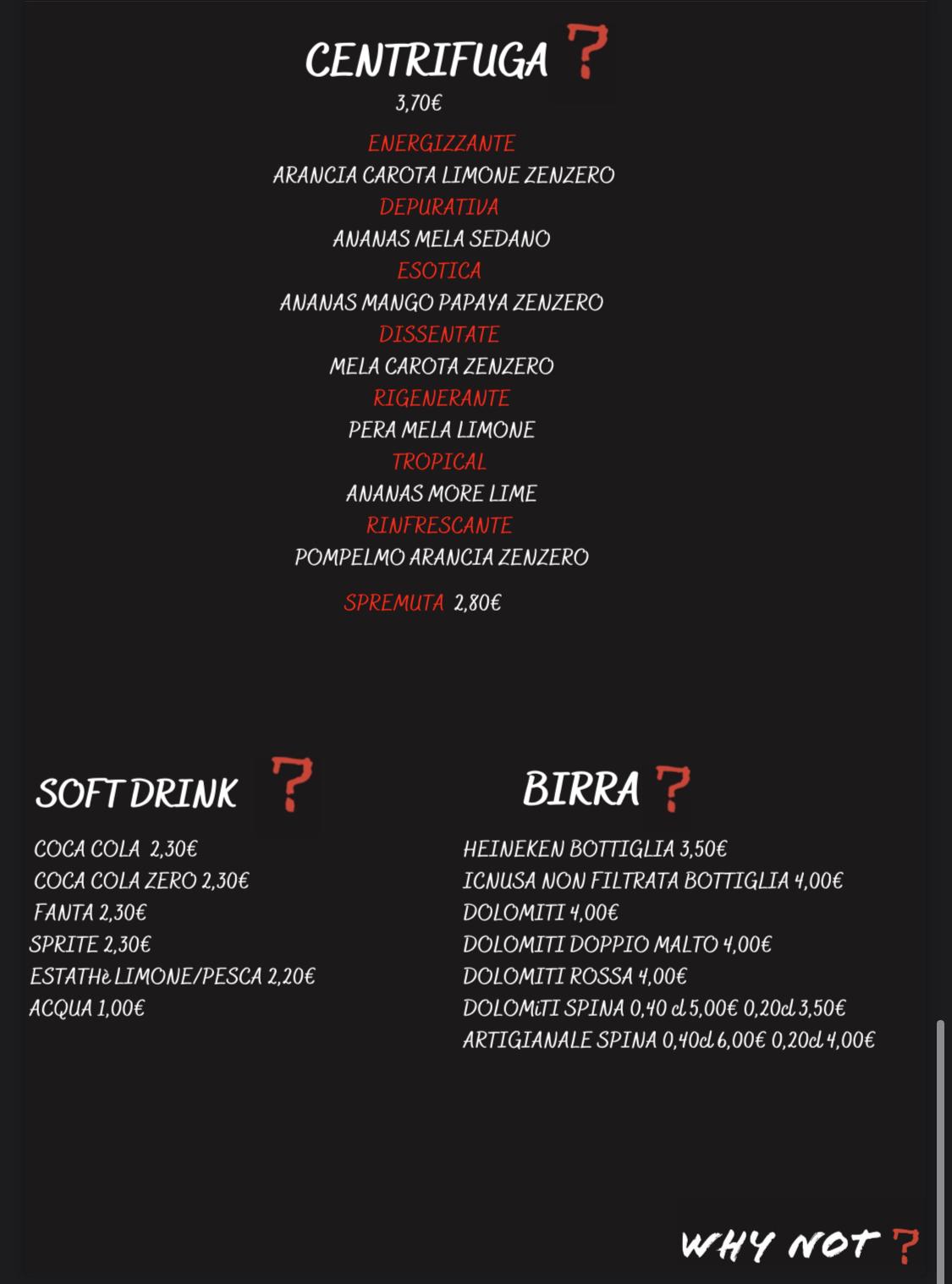 Menu di Why Not? 