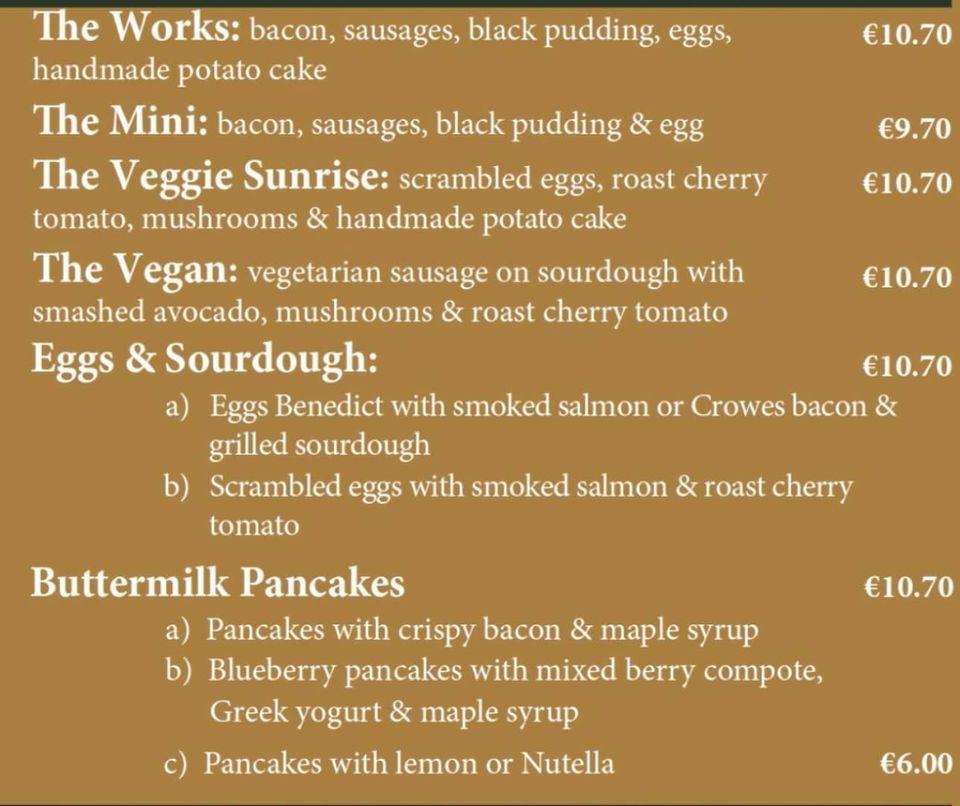 Menu at The Pantry Café restaurant, Nenagh
