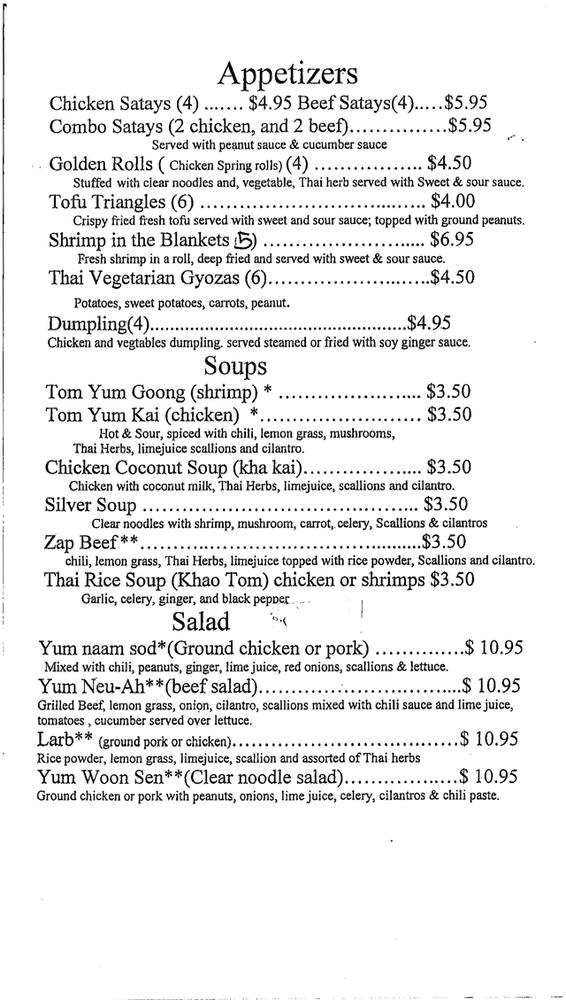 Menu At Bangkok Thai Cuisine Restaurant Lyndhurst Mayfield Rd