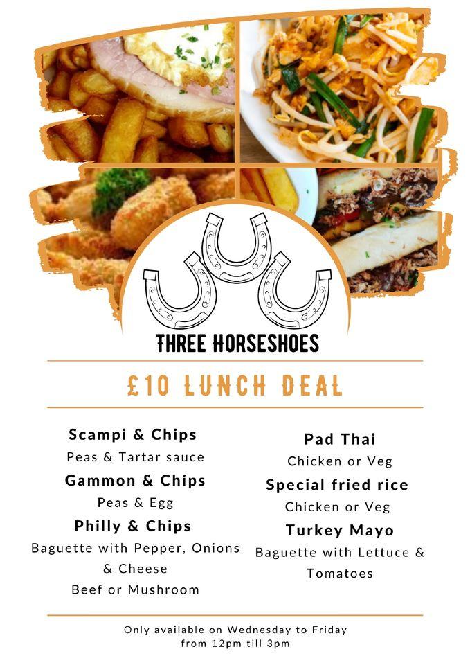 Menu at Three Horseshoes Wixford restaurant, Alcester, Road