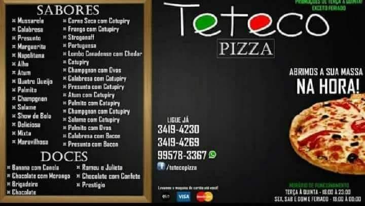 Teteco Pizza cardápio
