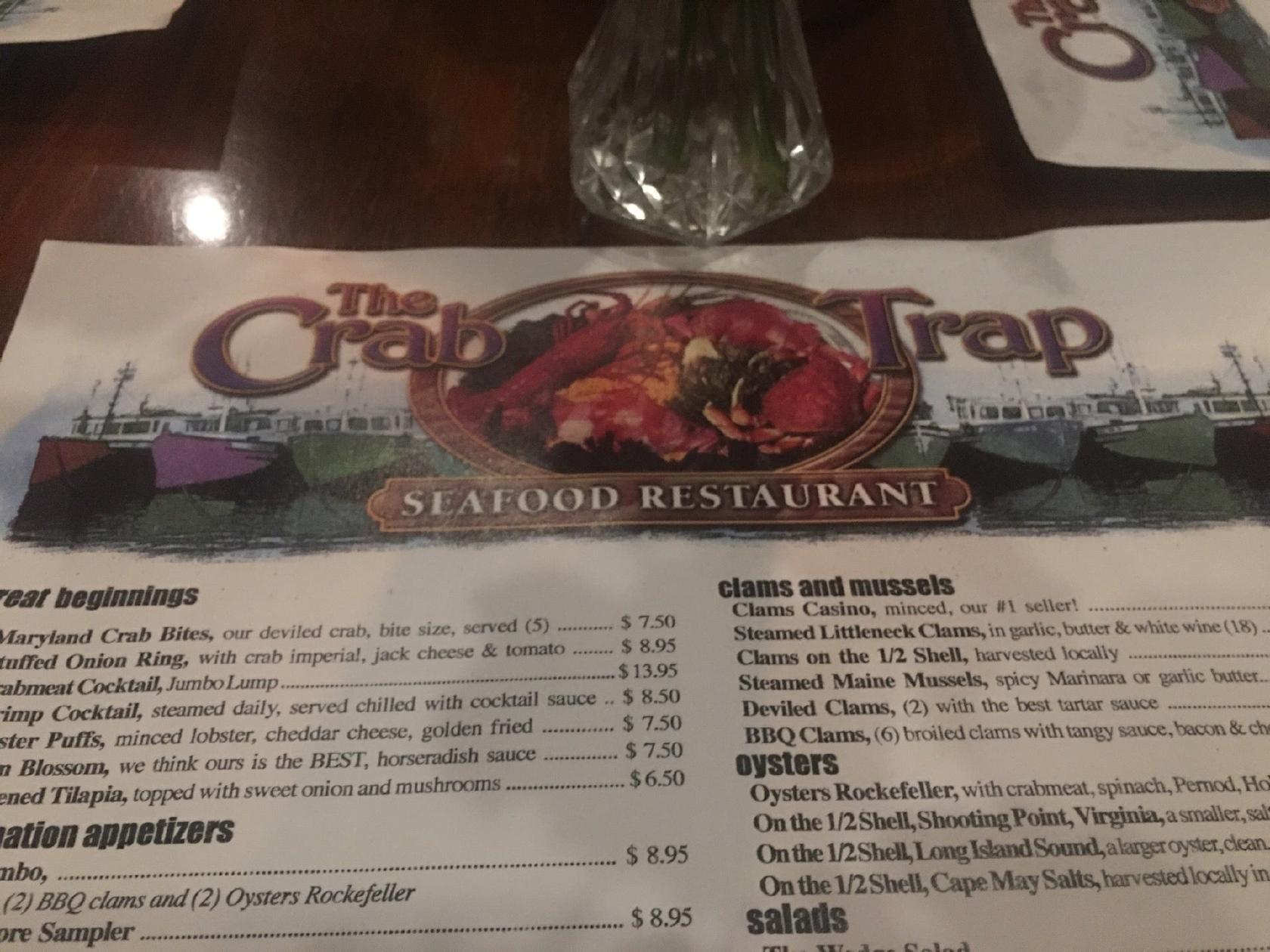 Menu at The Crab Trap pub & bar, Somers Point