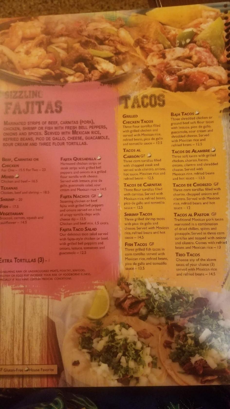Menu at El Patron restaurant, Albany