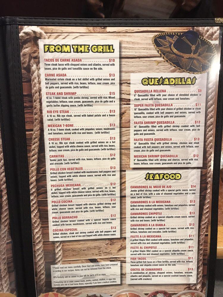 Menu at Cocina Mexicana Bar & Grill Millbranch Rd, Memphis